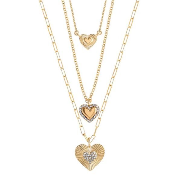Jessica Simpson Fashion Gold Metal Layer Heart Necklace - Picture 5 of 5